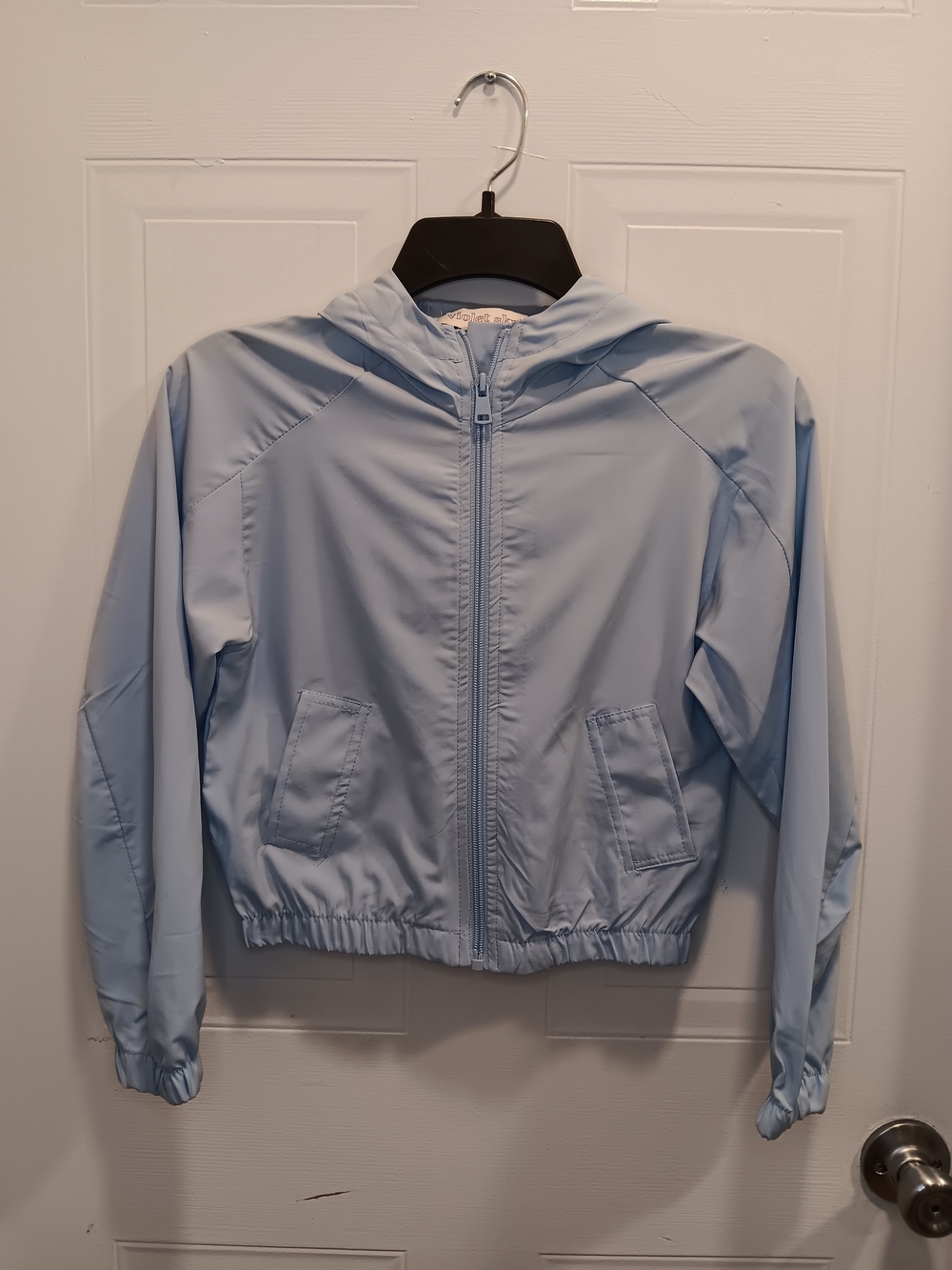 Children's Light Blue Hooded Bomber Jacket - Casual Zip-Up